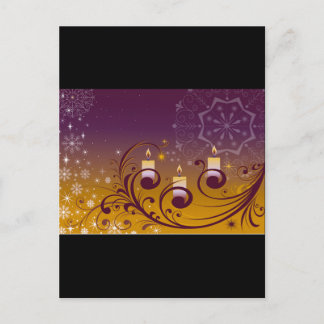 Cartes Pour Fêtes Annuelles Bougies de vacances de pourpre et d'or
