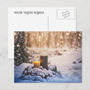 Cartes Pour Fêtes Annuelles Bougies de Yule du solstice d'hiver dans la neige