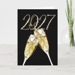 Cartes Pour Fêtes Annuelles Bougies étincelantes et champagne Bonne Année 2027
