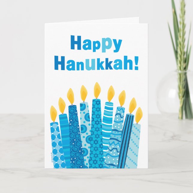Cartes Pour Fêtes Annuelles Bougies géniales heureuses de Hanoukka Menorah (Devant)