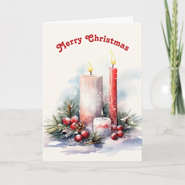 Cartes Pour Fêtes Annuelles Bougies pour Noël (Devant)