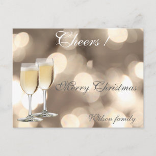 Cartes Pour Fêtes Annuelles Boukeh à lunettes de champagne de Noël tendance