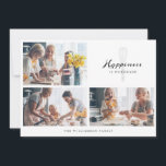 Cartes Pour Fêtes Annuelles Boulangerie fait maison Bonheur Moderne Photo de f<br><div class="desc">Une belle carte de vœux de vacances personnalisée avec un collage de photos de famille. Notre design présente une simple grille de collage de 3 photos, avec un design "Le bonheur est fait maison" dans une belle police de caractères manuscrite. Un fouet de pâtissier stylisé et mignon est incorporé derrière...</div>