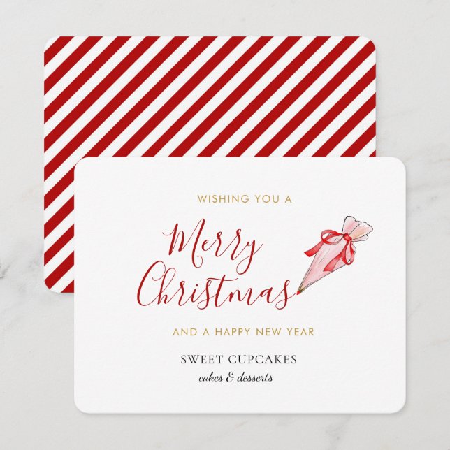 Cartes Pour Fêtes Annuelles Boulangerie Joyeux Noël Business Holiday Card (Devant / Derrière)