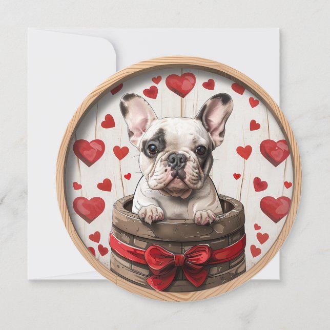 Cartes Pour Fêtes Annuelles Bouldogue français pour la Saint-Valentin (Devant)