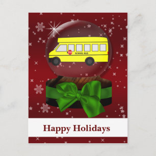 Cartes Pour Fêtes Annuelles Boule à neige d'autobus scolaire Corporate Holiday