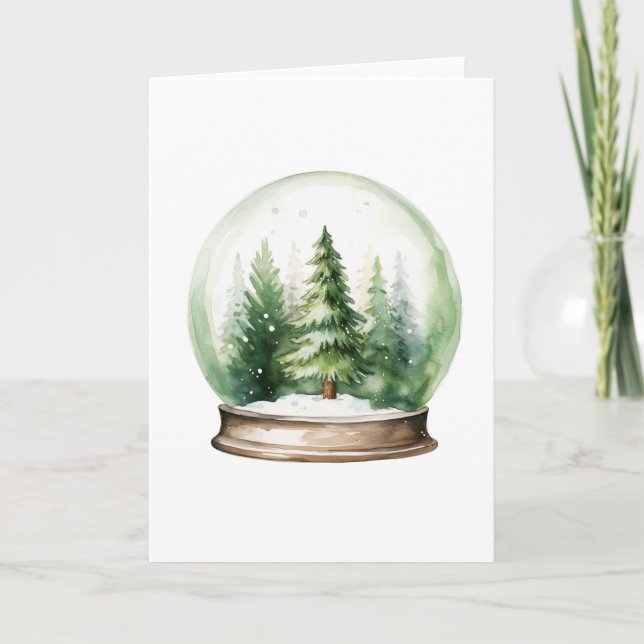 Cartes Pour Fêtes Annuelles Boule à neige de vacances avec sapins de Noël VIDE (Devant)