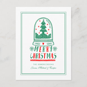 Cartes Pour Fêtes Annuelles Boule à neige en art folklorique de Noël