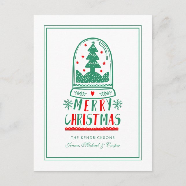 Cartes Pour Fêtes Annuelles Boule à neige en art folklorique de Noël (Devant)