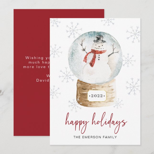 Cartes Pour Fêtes Annuelles Boule à Neige Joyeux (Devant / Derrière)