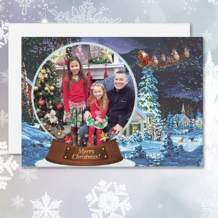 Cartes Pour Fêtes Annuelles Boule à neige Noël Famille Enfants Photo Fêtes
