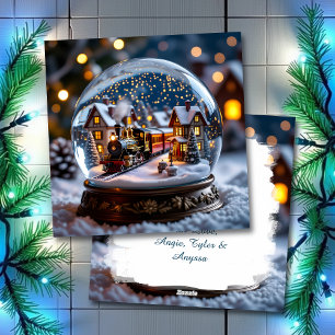 Cartes Pour Fêtes Annuelles Boule à neige Train vintage Noël Personnalisée