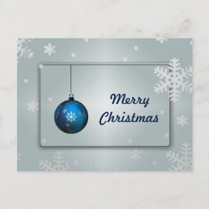 Cartes Pour Fêtes Annuelles Boule bleu neige d'argent décoratif Joyeux Noël