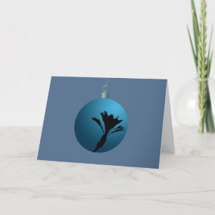 Cartes Pour Fêtes Annuelles Boule bleue d'arbre de Noël de palmier dattier de