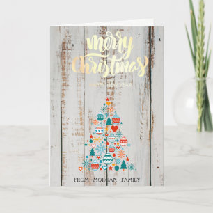 Cartes Pour Fêtes Annuelles Boule Colorée en Bois de Pin Joyeux Noël