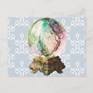 Cartes Pour Fêtes Annuelles Boule de cristal mystique bleu damas Halloween