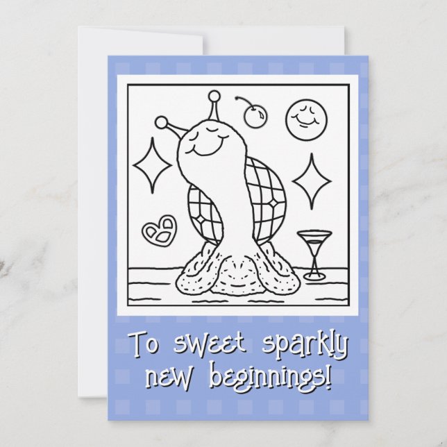 Cartes Pour Fêtes Annuelles Boule de Disco Escargot Mignon Bonne Année Coloria (Devant)