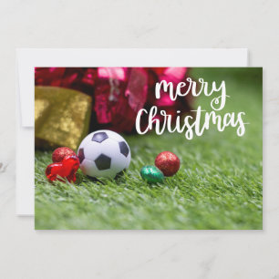 Cartes Pour Fêtes Annuelles Boule de football avec Joyeux décor de Noël