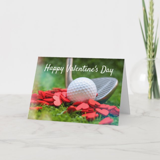 Cartes Pour Fêtes Annuelles Boule de golf au coeur rouge pour la Saint-Valenti (Devant)