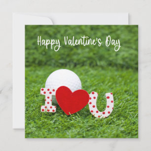 Cartes Pour Fêtes Annuelles Boule de golf avec je vous aime Heureuse Sainte-Va
