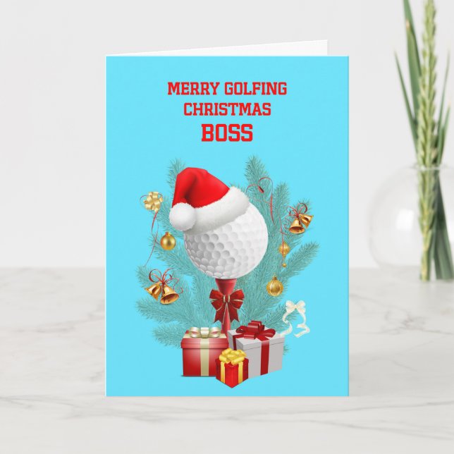 Cartes Pour Fêtes Annuelles Boule de golf de Noël du patron (Devant)