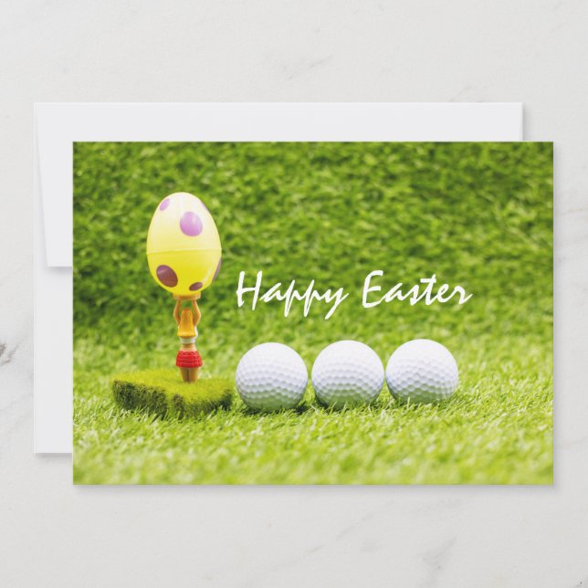 Cartes Pour Fêtes Annuelles Boule de golf Happy Pâques avec oeuf de Pâques sur (Devant)