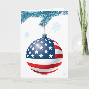 Cartes Pour Fêtes Annuelles Boule de Noël avec le drapeau des USA