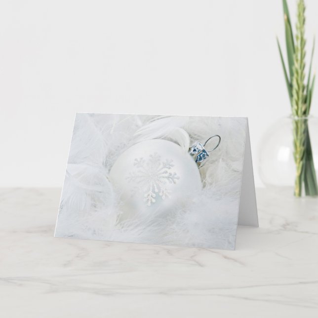 Cartes Pour Fêtes Annuelles Boule de Noël blanc (Devant)