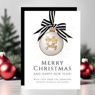 Cartes Pour Fêtes Annuelles Boule de Noël Élégante Noir Blanc Joyeux Noël 