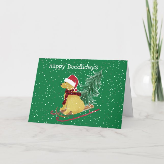 Cartes Pour Fêtes Annuelles Boule de Noël Goldendoodle personnalisée (Devant)