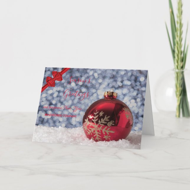 Cartes Pour Fêtes Annuelles Boule de Noël Rouge, Boule Rouge, Salutation d'ent (Devant)