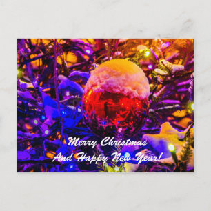 Cartes Pour Fêtes Annuelles Boule de Noël Rouge Neige