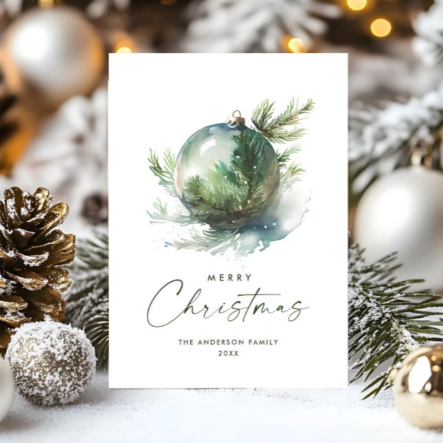 Cartes Pour Fêtes Annuelles Boule de Noël vert sauge élégante pour les fêtes (Créateur téléchargé)