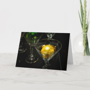 Cartes Pour Fêtes Annuelles Boule vintage Martini d'ornement de vacances