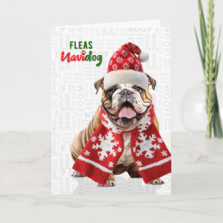 Cartes Pour Fêtes Annuelles Bouledogue anglais Drôle de puces Navidog Noël