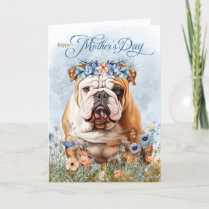 Cartes Pour Fêtes Annuelles Bouledogue Anglais Fleurs Sauvages Fête des Mères