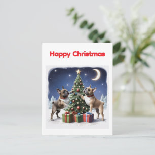 Cartes Pour Fêtes Annuelles Bouledogue français arbre de Noël Bouledogue
