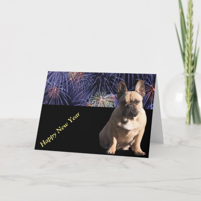 Cartes Pour Fêtes Annuelles Bouledogue français Bonne Année (Devant)