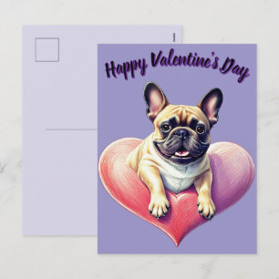 Cartes Pour Fêtes Annuelles Bouledogue français coeur Saint-Valentin
