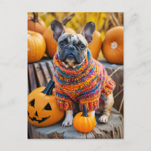 Cartes Pour Fêtes Annuelles Bouledogue français en tenue de chien tricotée