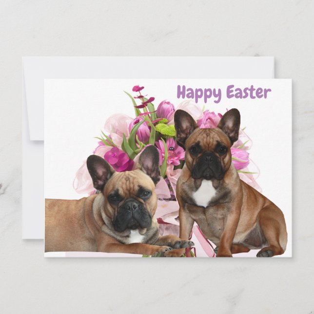 Cartes Pour Fêtes Annuelles Bouledogue français Fleurs Bouledogue français Fêt (Devant)