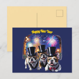 Cartes Pour Fêtes Annuelles Bouledogue français Frack French Bulldog Nouvel An