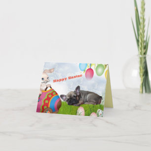 Cartes Pour Fêtes Annuelles Bouledogue français Joyeuses Pâques Bouledogue fra