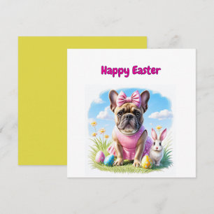 Cartes Pour Fêtes Annuelles Bouledogue français Joyeuses Pâques Bouledogue fra