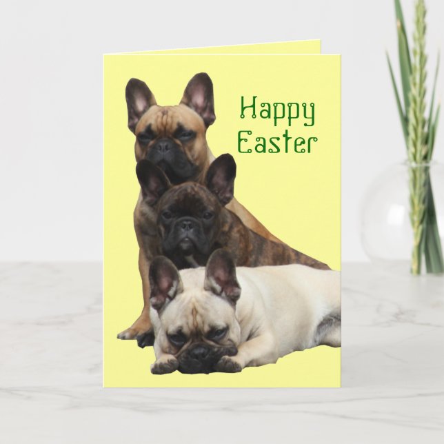 Cartes Pour Fêtes Annuelles Bouledogue français Joyeuses Pâques Bouledogue fra (Devant)