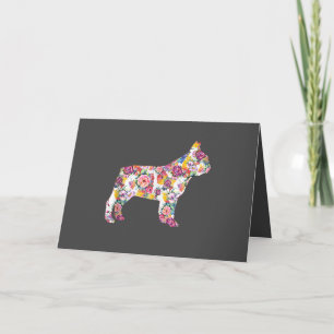 Cartes Pour Fêtes Annuelles Bouledogue français Motif Fleur Bouledogues frança