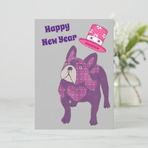 Cartes Pour Fêtes Annuelles Bouledogue français Nouvel An Bouledogue Français