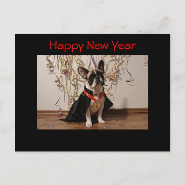 Cartes Pour Fêtes Annuelles Bouledogue français Nouvel An Bouledogue Français (Devant)