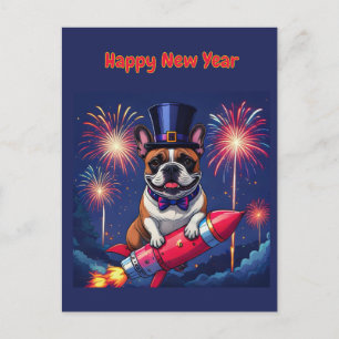 Cartes Pour Fêtes Annuelles Bouledogue français Nouvel An French Bulldog
