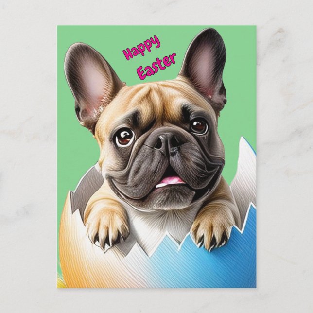 Cartes Pour Fêtes Annuelles Bouledogue français oeuf de Pâques French Bulldog (Devant)